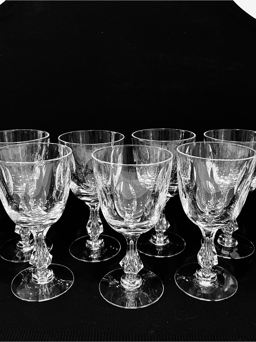 Vintage Tiffin-Franciscan Mirage Cut Crystal Water Goblets Set of 7